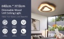 WayLuoung LED Drewniana Lampa Sufitowa 40cm 3K-6K Ściemniania pilot