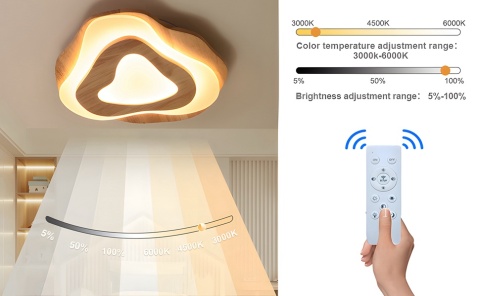 WayLuoung LED Drewniana Lampa Sufitowa 40cm 3K-6K Ściemniania pilot