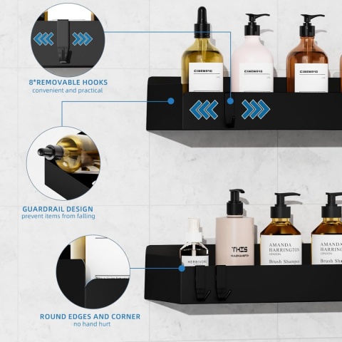 Wisfame Pojemnik prysznicowy, metalowa półka, 2 szt.