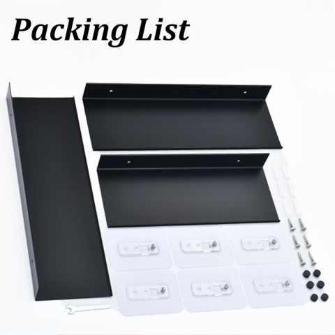 Wisfame Zestaw 3 Czarnych Półek Ściennych, Nowoczesna Dekoracyjna Metalowa