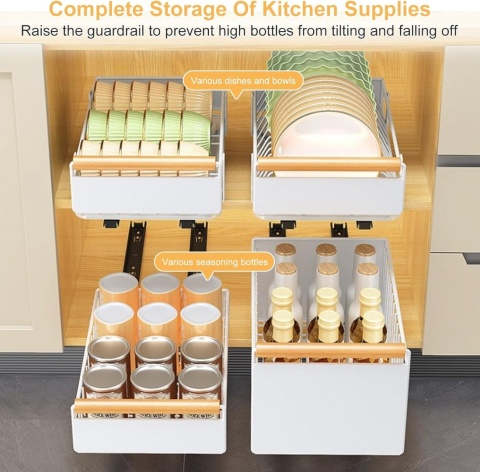 Wysuwany organizer do szafek, szuflada 26 x 41 x 8 cm biala