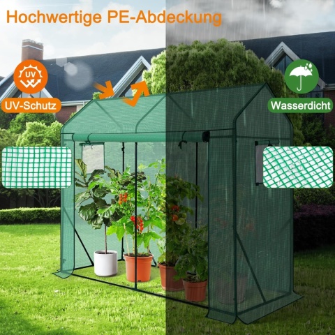 Szklarnia ogrodowa Grow House ze wzmocnioną pokrywą 200x80x170cm
