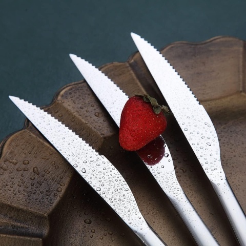 Zestaw nożyi widelcow do steków 12 elementów, stal nierdzewna premium