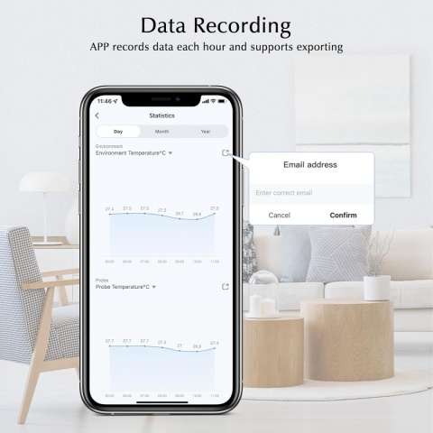 eMylo 2-pak inteligentnych termometrów WiFi wewnatrz, zewnatrz, woda