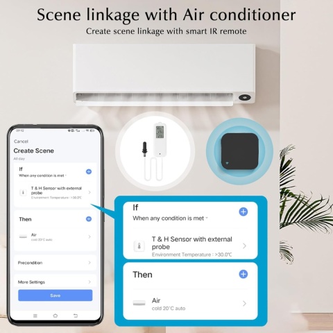 eMylo 2-pak inteligentnych termometrów WiFi wewnatrz, zewnatrz, woda