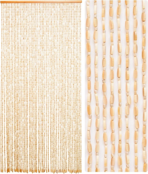 Ezcasch Drewniana zasłona z koralików, 90 x 200 cm, 52 pasma