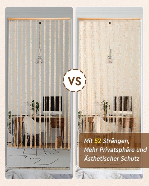 Ezcasch Drewniana zasłona z koralików, 90 x 200 cm, 52 pasma