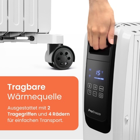 Grzejnik olejowy Pro Breeze 2500 W biały, wyswietlacz, pilot , timer
