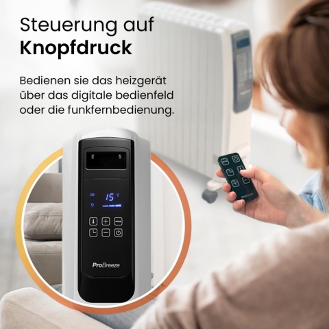 Grzejnik olejowy Pro Breeze 2500 W biały, wyswietlacz, pilot , timer
