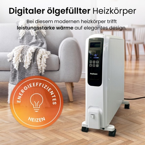 Grzejnik olejowy Pro Breeze 2500 W biały, wyswietlacz, pilot , timer