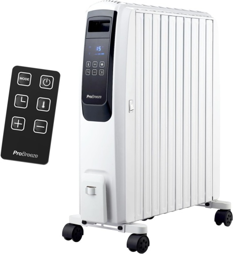 Grzejnik olejowy Pro Breeze 2500 W biały, wyswietlacz, pilot , timer
