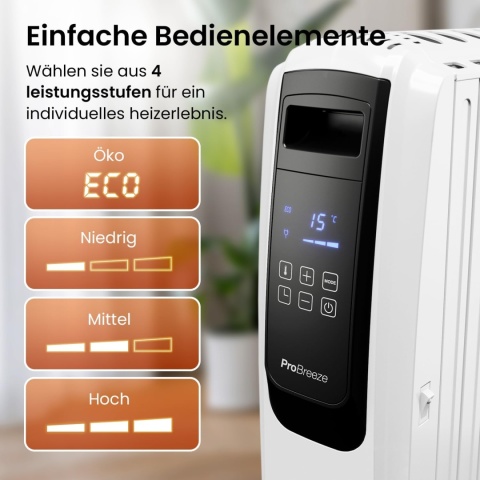 Grzejnik olejowy Pro Breeze 2500 W biały, wyswietlacz, pilot , timer