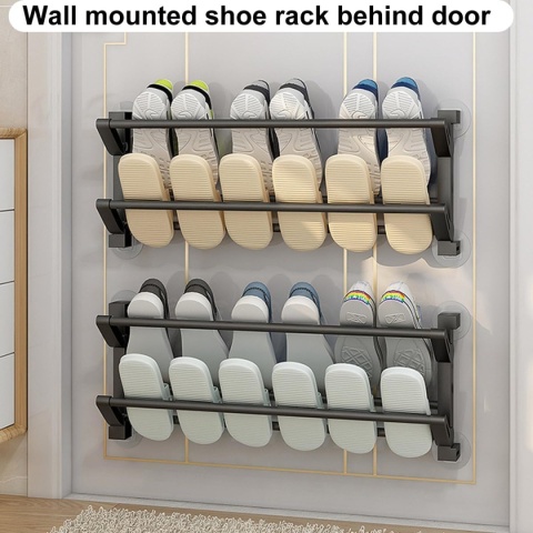 HMAKGG 2-poziomowy składany stojak na buty, bez wiercenia metalowy