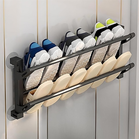 HMAKGG 2-poziomowy składany stojak na buty, bez wiercenia metalowy