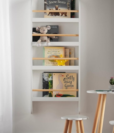 Haus Projekt Biały regał na książki z drewna 50szer. x 118wys. cm