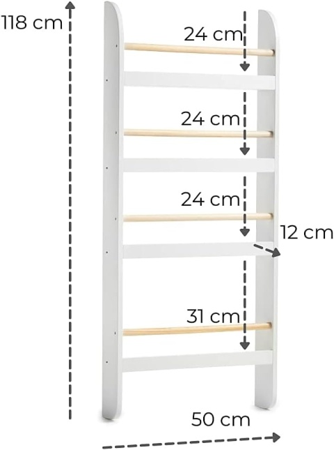 Haus Projekt Biały regał na książki z drewna 50szer. x 118wys. cm