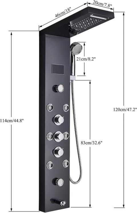 Panel Prysznicowy Wodospad Deszczownica Hydromasaż