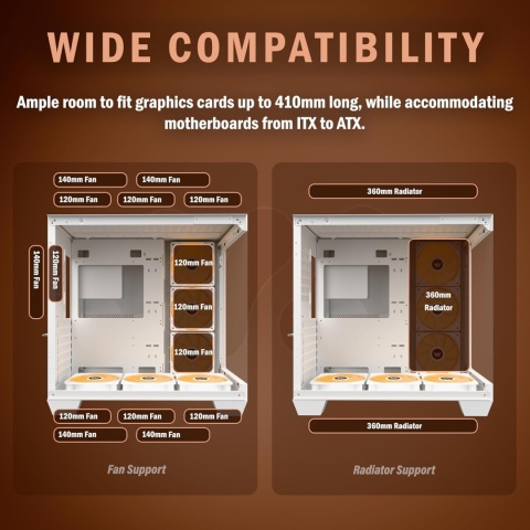KEDIERS Obudowa PC - fabrycznie zainstalowana 6 wentylatorów ARGB