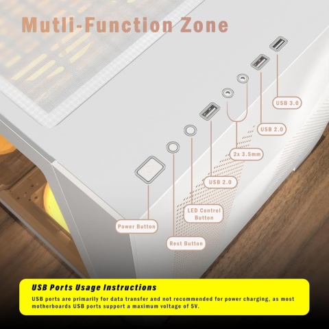 KEDIERS Obudowa PC - fabrycznie zainstalowana 6 wentylatorów ARGB
