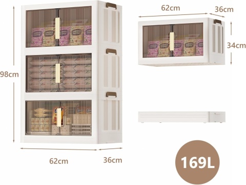 Naviconvex 3-poziomowe plastikowe szuflady do przechowywania 98 cm