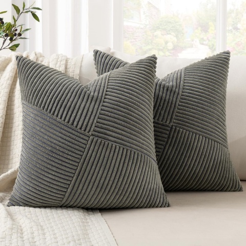 MIULEE Poszewka na poduszkę 50 x 50 cm, sztruksowa, zestaw 2 szt