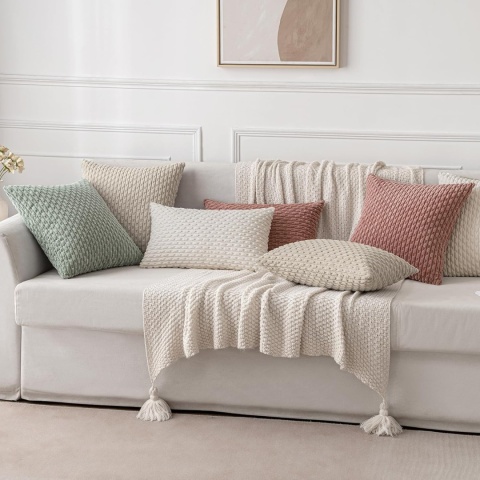 MIULEE Poszewka na poduszkę 50 x 50 cm, sztruksowa, zestaw 2 szt