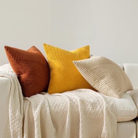 MIULEE Poszewka na poduszkę 50 x 50 cm, sztruksowa, zestaw 2 szt