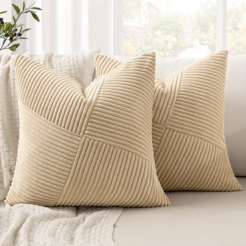 MIULEE Poszewka na poduszkę 50 x 50 cm, sztruksowa, zestaw 2 szt