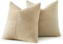 MIULEE Poszewka na poduszkę 45x45cm, sztruksowa, zestaw 2 szt