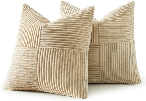 MIULEE Poszewka na poduszkę 45x45cm, sztruksowa, zestaw 2 szt