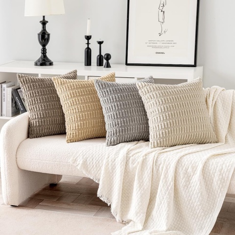 MIULEE Sztruksowa poszewka na poduszkę, miękka, 4 sztuki, 50 x 50 cm,