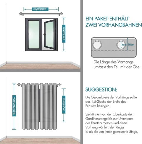 MIULEE Zasłona zestaw 2 sztuk, wys. 245 x szer. 140 cm zaciemniające