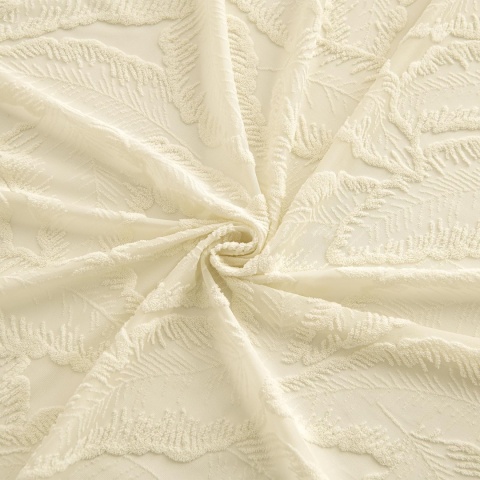 MIULEE Zasłony z woalu, z wzorem liści, zestaw 2 sztuk, 220 x 140 cm