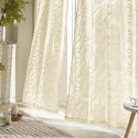 MIULEE Zasłony z woalu, z wzorem liści, zestaw 2 sztuk, 220 x 140 cm