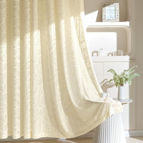 MIULEE Zasłony z woalu, z wzorem liści, zestaw 2 sztuk, 220 x 140 cm