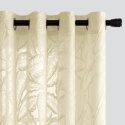 MIULEE Zasłony z woalu, z wzorem liści, zestaw 2 sztuk, 220 x 140 cm