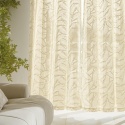 MIULEE Zasłony z woalu, z wzorem liści, zestaw 2 sztuk, 220 x 140 cm