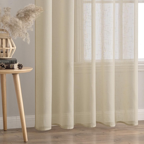 MIULEE Zestaw 2 zasłon z taśmą marszcząca o wyglądzie lnu, 140x245 cm