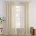 MIULEE Zestaw 2 zasłon z taśmą marszcząca o wyglądzie lnu, 140x245 cm