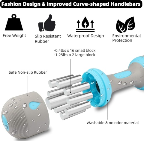 Para hantli z regulacją 5 w 1 opcja wagowa od 1 do 5 kg antypoślizgowe