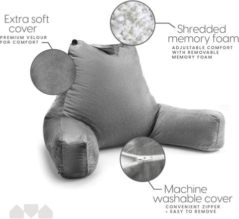 Poduszka do czytania Milliard XL odpinany wałek pod szyję 60x40 cm