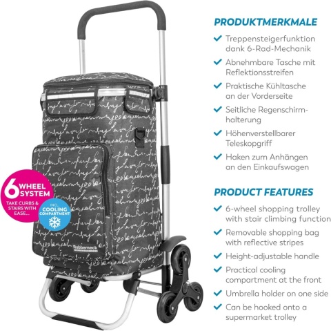 Rubberneck Wózek na zakupy z systemem 3 x 3 kół składany lekki