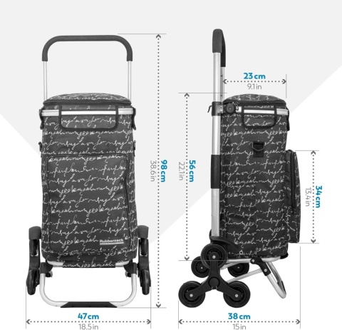 Rubberneck Wózek na zakupy z systemem 3 x 3 kół składany lekki