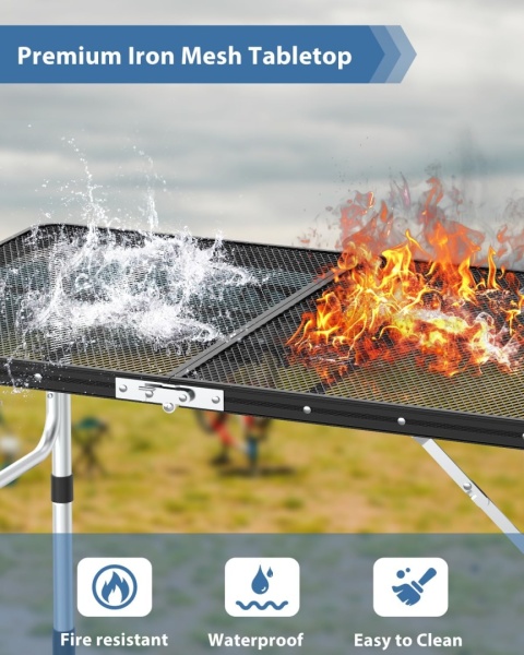 Sportneer Składany Stół Kempingowy 3 Poziomy Regulacja 90 cm x 60 cm