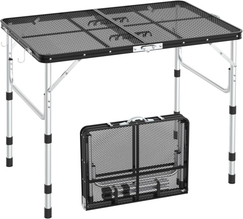 Sportneer Składany Stół Kempingowy 3 Poziomy Regulacja 90 cm x 60 cm