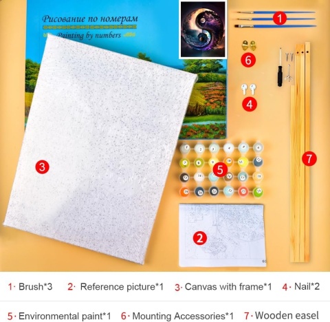TISHIRON Malowanie według liczb 40 x 50 cm, ze staluga zestaw
