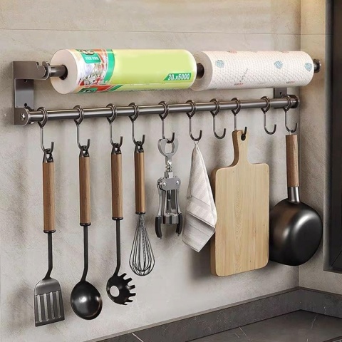Uchwyt na rolkę kuchenną i przybory kuchenne, stal nierdzewna 60 cm