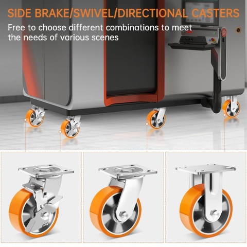 WEIBIDA 125mm kółka 4 szt z hamulcem bocznym, nośność 1800 kg