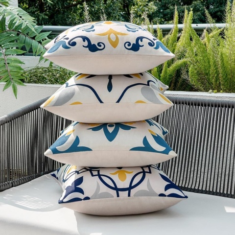 Miulee Poduszka zewnętrzna, dekoracyjna, wodoodporna, 4 szt 45 x 45 cm