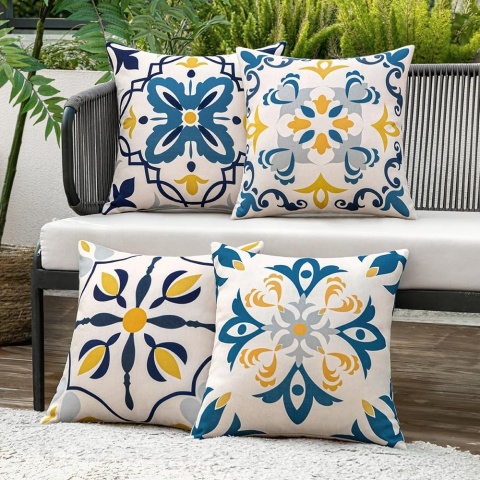 Miulee Poduszka zewnętrzna, dekoracyjna, wodoodporna, 4 szt 45 x 45 cm